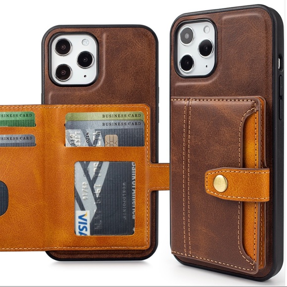 Chestnut Brown Leather Card Holder Case iPhone 12 Pro Max - Picture 2 of 6